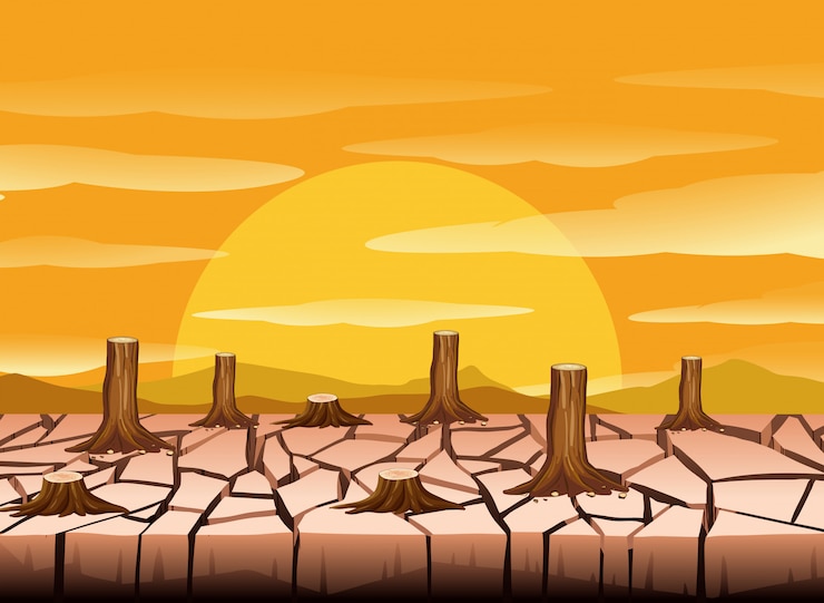 Vecteur une terre sèche et chaude