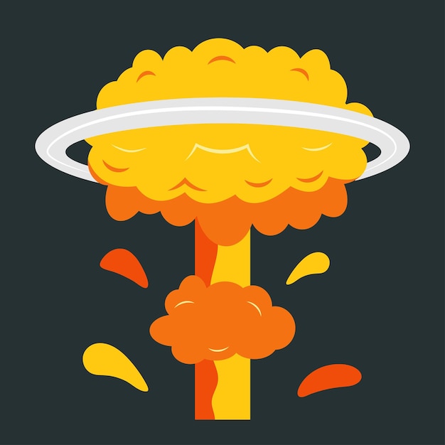 Terrible Explosion D'une Bombe Nucléaire. Test De La Bombe à Hydrogène. Catastrophe Nucléaire. Illustration Vectorielle