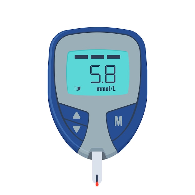 Vecteur test de glucose. dispositif médical pour mesurer le sucre dans le sang.