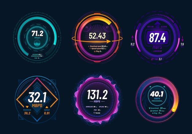 Test de vitesse Internet et tableau de bord du compteur de vitesse 5G