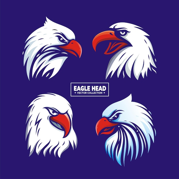 Tête D'aigle Mascotte Logo Vecteur Premium