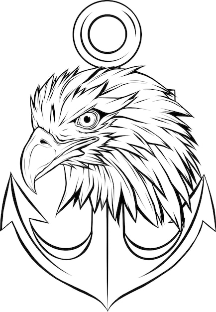 Vecteur tête d'aigle à tête blanche noir et blanc isolée sur fond blanc, élément de conception de mascotte