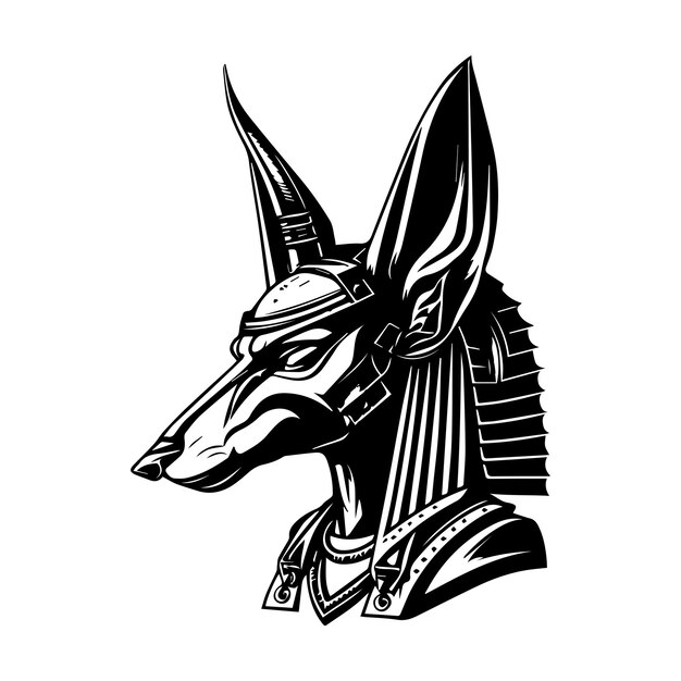 Tête D'anubis Dessin Au Trait Illustration Dessinée à La Main