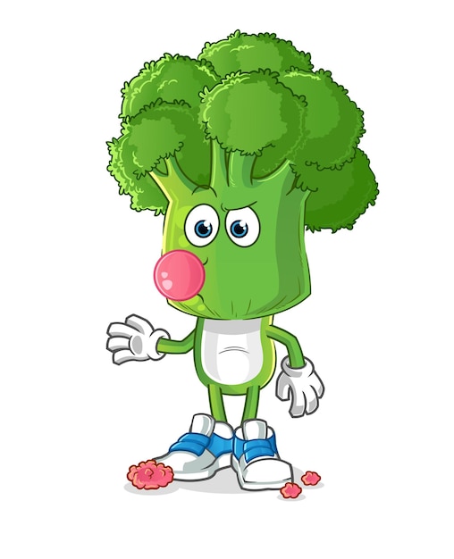 Tête De Brocoli Dessin Animé Chewing-gum Personnage De Dessin Animé Vectoriel