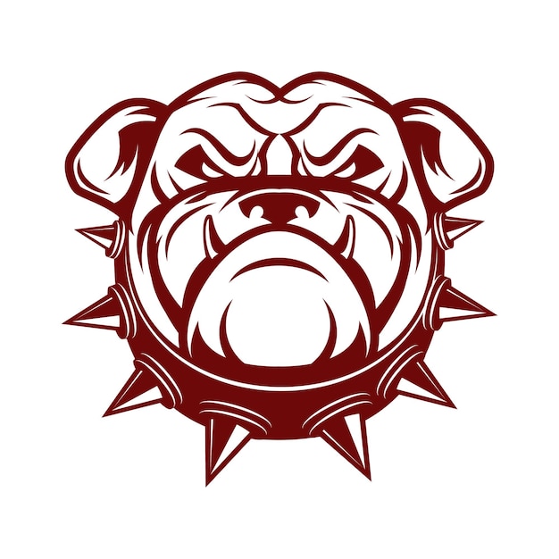 Vecteur tête de bulldog isolée sur fond blanc mascotte d'équipe sportive élément de conception pour le logo étiquette emblème signe badge illustration vectorielle