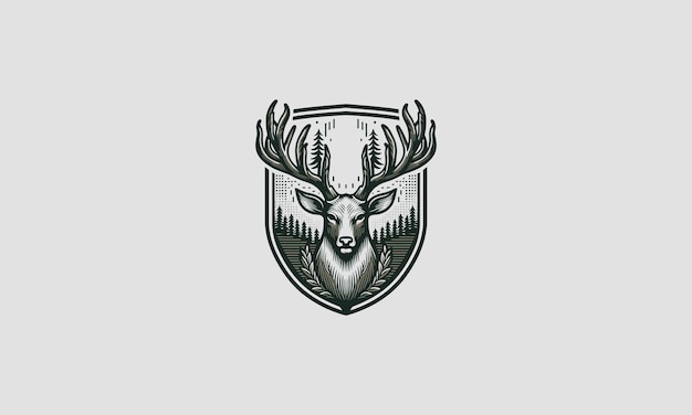 La Tête D'un Cerf Sur Le Design Du Logo Du Vecteur Forestier