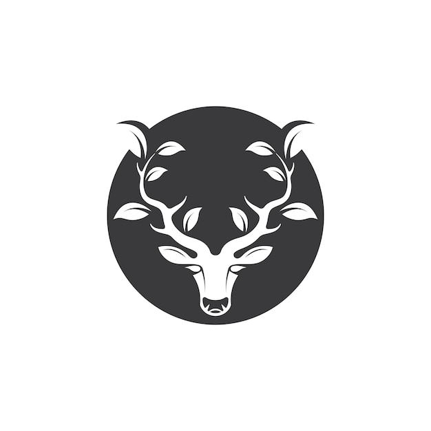 Tête de cerf avec feuille concept design icône illustration vectorielle ilustration icône vector design