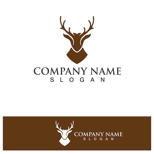 Tête De Cerf Logo Template Vecteur Icône Illustration Design