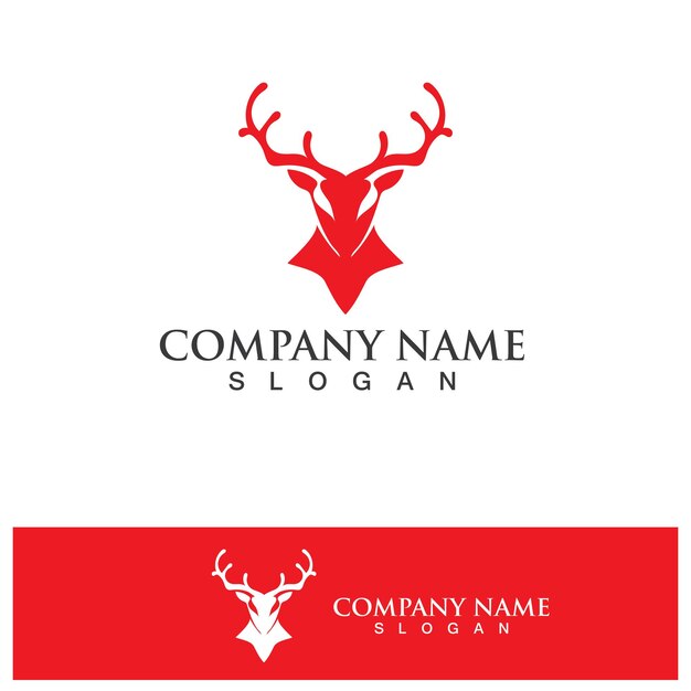 Tête De Cerf Logo Template Vecteur Icône Illustration Design