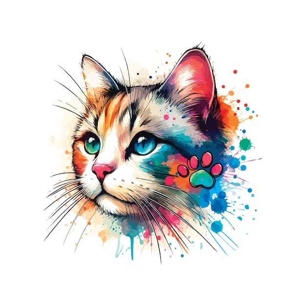 Tête De Chat à L'aquarelle