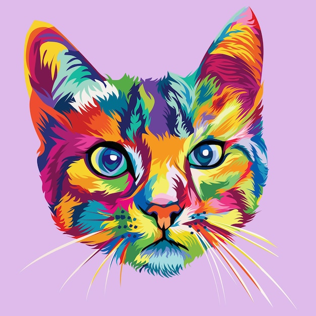 Tête de chat colorée