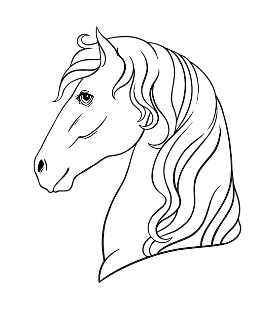 Tête De Cheval De Profil En Couleur Noire Illustration Vectorielle