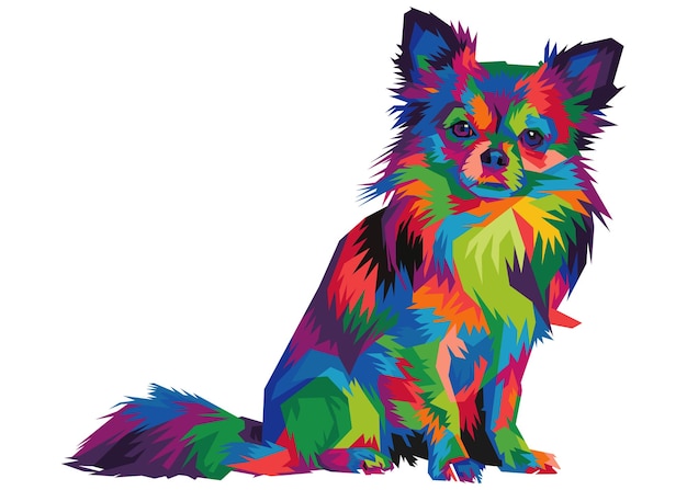 Tête De Chien Chihuahua Coloré Avec Fond De Style Pop Art Isolé Cool Style Wpap