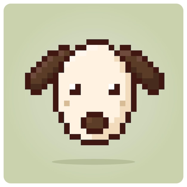 Tête de chien dans l'art pixel 8 bits Tête d'animal pour l'actif de jeu dans l'illustration vectorielle