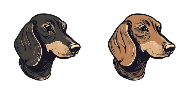 Tête de chien teckel isolé sur fond blanc Illustration vectorielle