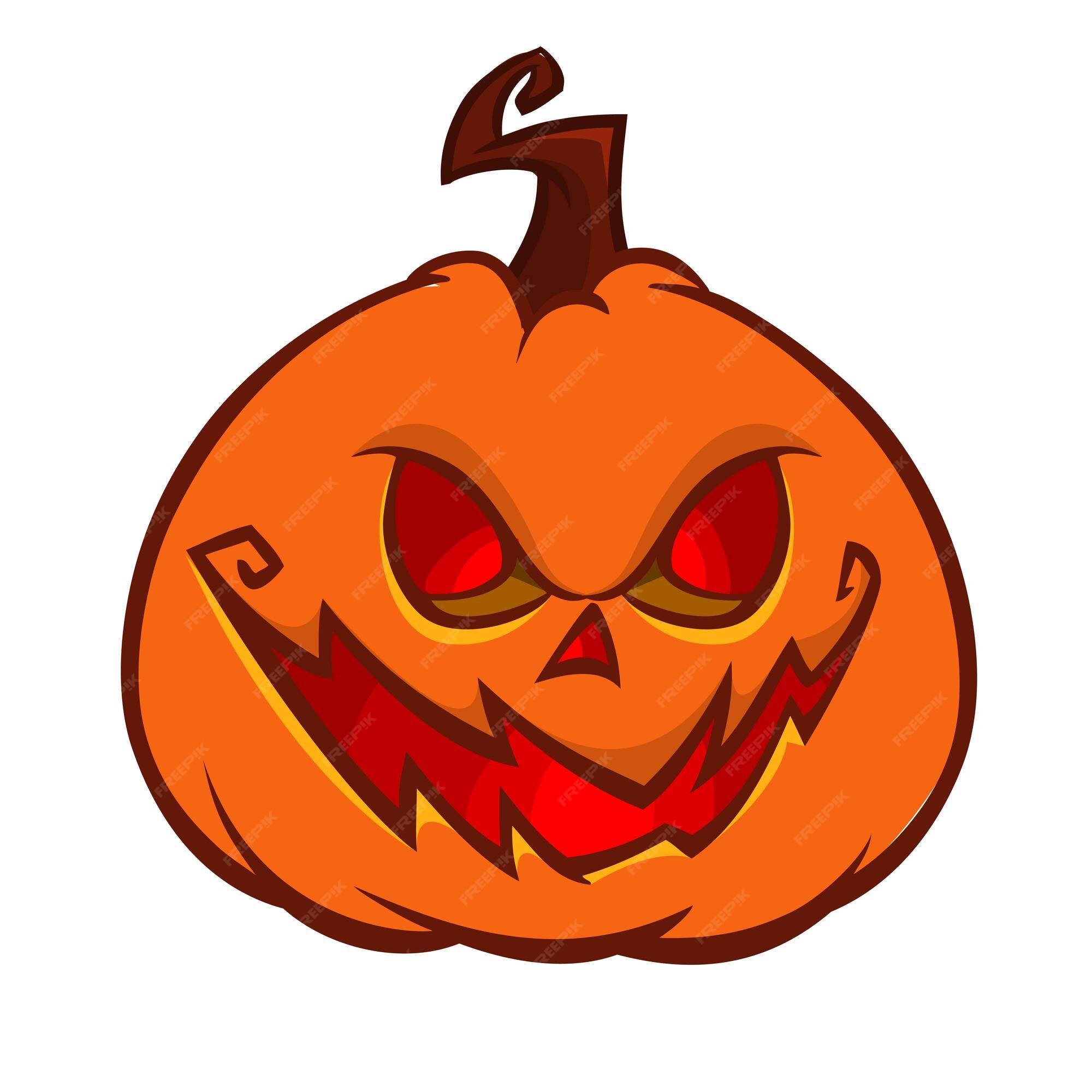 Dessin Tete De Citrouille Halloween Tête De Citrouille D'halloween Drôle De Dessin Animé Isolée Sur Fond Blanc Illustration Vectorielle | Vecteur Premium