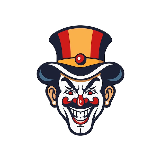 Tête De Clown Joker Illustration De Conception De Logo Dessiné à La Main