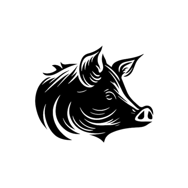 Tête de cochon silhouette illustration vectorielle Animaux de ferme ou boucherie graphiques isolés sur fond blanc