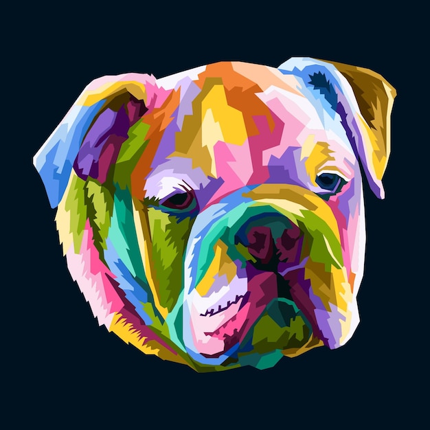Vecteur tête colorée chien pop art portrait