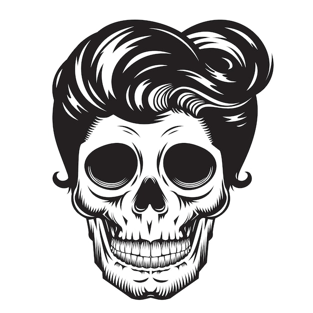Tête de crâne maman vintage design sur fond blanc. Halloween. logos ou icônes de tête de crâne. illustration vectorielle.