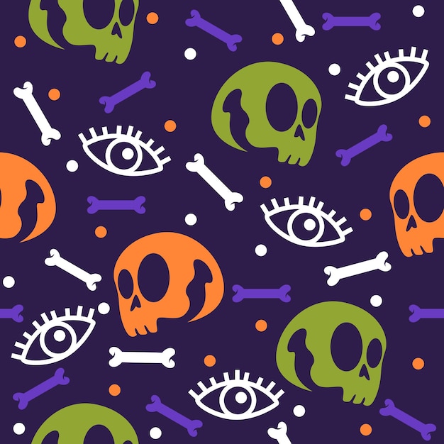 Tête De Crâne Avec Des Yeux Illustration De Motif Halloween