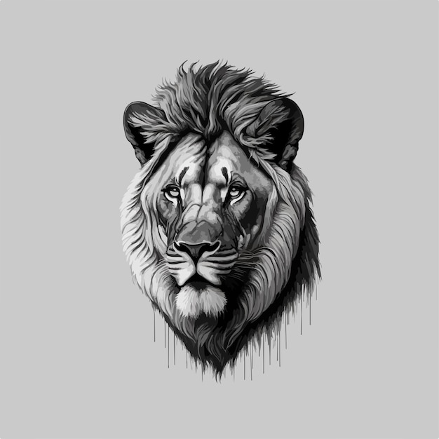 tête d'un croquis réaliste de lion