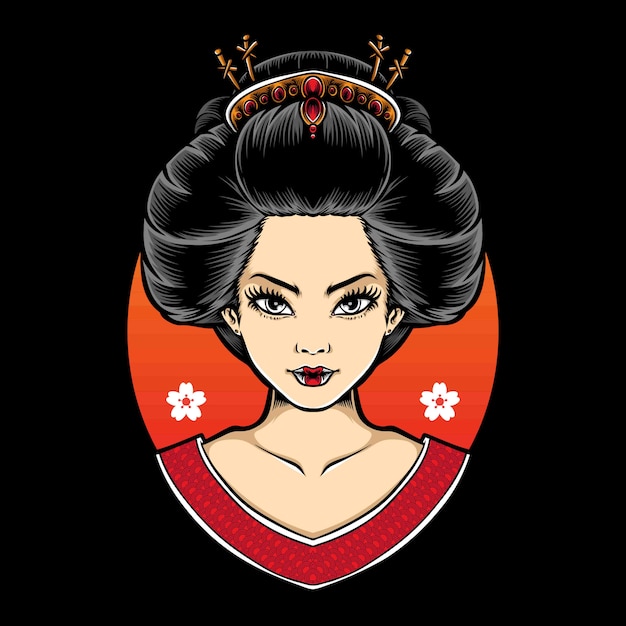 Tête De Dessin Animé De Geisha Femelle