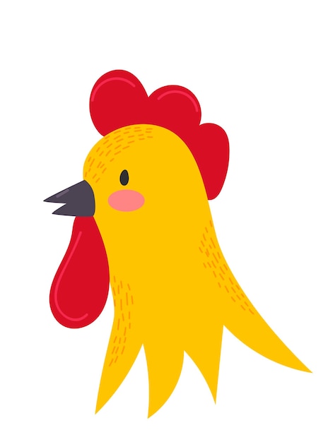 Tête Drôle De Dessin Animé De Coq Sur Fond Blanc