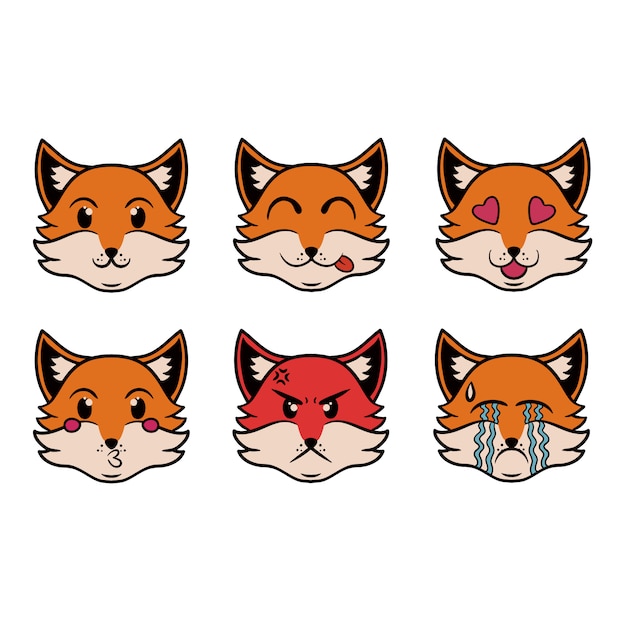 Vecteur tête de l'emoji fox dans un style pop art