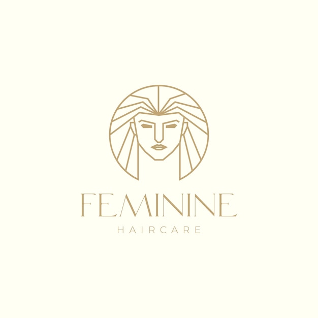 Tête Femmes Polygone Ligne Luxe Logo Design Vecteur Graphique Symbole Icône Illustration Idée Créative