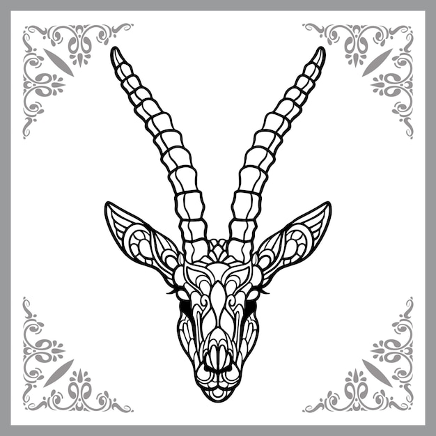 Tête De Gazelle Zentangle Arts Isolé Sur Fond Blanc