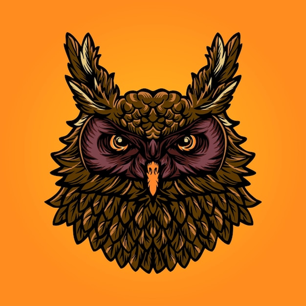 Tête, Hibou, Animal, Vecteur, Illustration