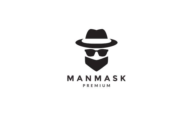 Tête d'homme cool avec chapeau et masque logo symbole icône illustration de conception graphique vectorielle