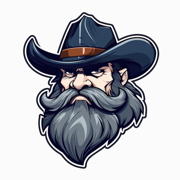 Tête D'homme En Illustration D'avatar De Chapeau De Cowboy