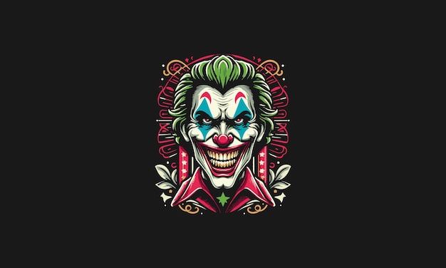 Vecteur tête joker sourire illustration vectorielle design plat