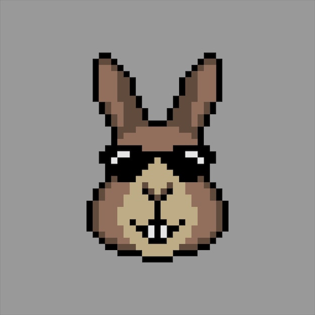 Tête de lapin avec pixel art. Illustration vectorielle.