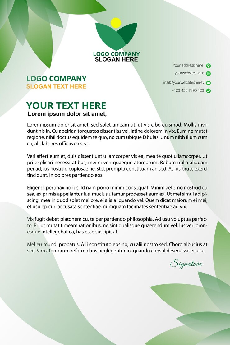 Vecteur tête de lettre d'entreprise professionnelle modèle de conception de modèle de style minimaliste moderne en couleur verte idéal pour les deux imprimés médias web brochure d'affaires site web couverture de magazine