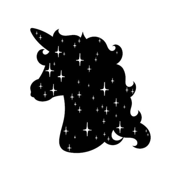 Vecteur tête de licorne cheval silhouette noire