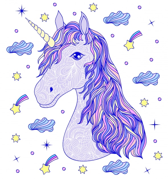 Tête De Licorne Dessiné à La Main