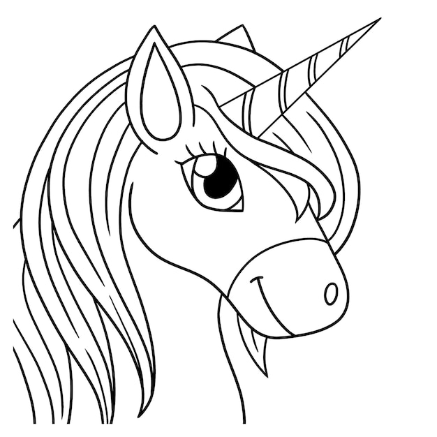 Tête De Licorne Isolée Coloriage Pour Les Enfants