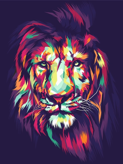 Tête De Lion Colorée Illustration