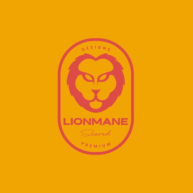 Vecteur tête de lion crinière courte bête animal insigne logo vintage design vecteur icône illustration modèle