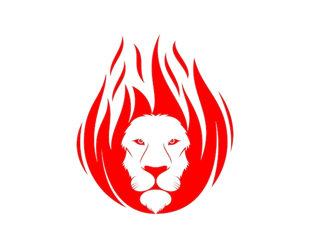 Tête De Lion En Forme De Flamme De Feu