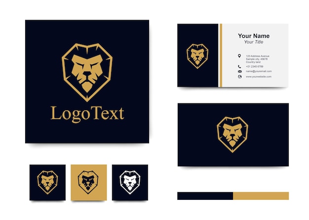 Tête De Lion Logo De Luxe Avec Carte De Visite