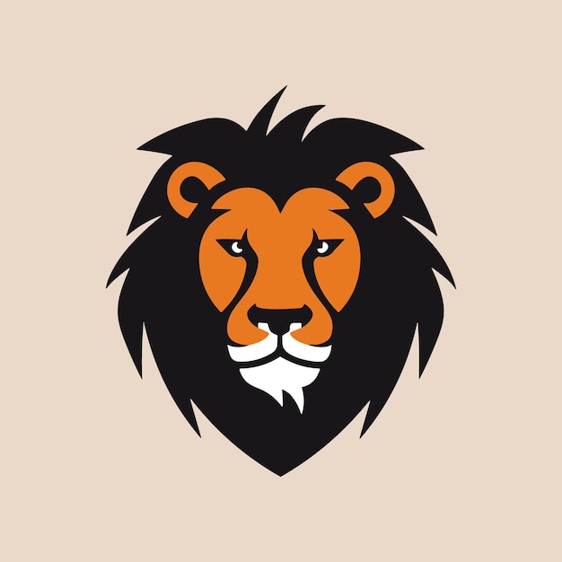 Vecteur tête de lion logo silhouette icône noire tatouage mascotte dessinée à la main silhouette d'animal roi lion