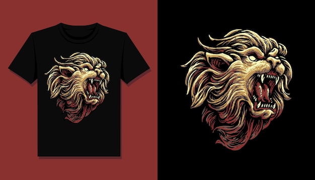 Tête de lion de roi pour la conception de t-shirt