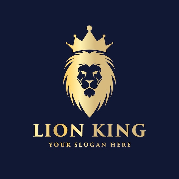 tête de lion royal de luxe avec création de logo couronne