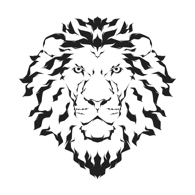 Une Tête De Lion Avec Une Tête De Lion Sur Fond Blanc