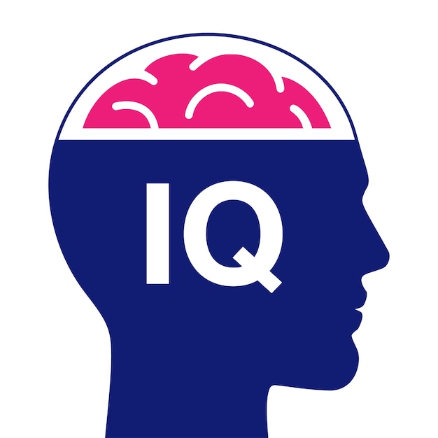 Tête Masculine Avec Cerveau Et Signe De Qi Icône Vectorielle Pictogramme De Test De Qi Isolé Sur Fond Blanc