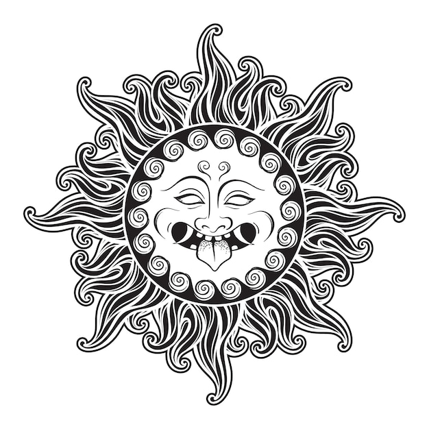 Vecteur tête de méduse gorgone en flamme dessin au trait dessiné à la main et tatouage de travail par points ou conception d'impression illustration vectorielle isolée gorgoneion est une amulette protectrice